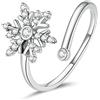 Qings Anello Fiocco di Neve in Argento 925 Anello di Natale Aperto Regolabile con Zirconi Regali di Compleanno Xmas Gioielli per Donne