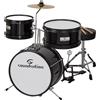 Soundsation Batteria Bambini Black Sgabello Bacchette Kit 3 Pezzi Piatto Pedale Junior 3-6