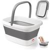 DEANIC Pediluvio Massaggiatore Piedi, Pediluvio Idromassaggio Piedi Portatile Pieghevole, Vaschetta Bacinella Pedicure con Maniglia di Trasporto, Set Massaggio 8+54 Foot Spa (Grigio)