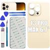 LiXiongBao Sostituzione del coperchio del vetro posteriore 13 Pro Max per iPhone 13 Pro Max Sostituzione del vetro posteriore posteriore da 6,1 '' con kit di strumenti di riparazione (Oro)