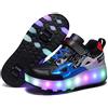 Axcer LED Luci Brillantini Skateboard Scarpe USB Ricaricare Sportive con Rotelle Retrattile Doppia Ruota Sneakers Outdoor Multisport Luminose Calzature da Ginnastica per Bambini Ragazze e Ragazzi