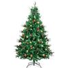 AGM 210 cm Albero di Natale, 900 Rami, con Luci a Corda da 500 LED, Albero di Natale Artificiale con Aghi di Pino Misti, Bacche Rosse e Cerniere e Base