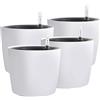 KINJOEK Confezione da 4 fioriere autoirriganti da 17,8 cm, con indicatore del livello dell'acqua, vaso da fiori bianco decorativo da giardino moderno per piante domestiche, fiori, violette africane,