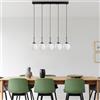 Opviq Elegante chandelier nero, altezza regolabile 40-115 cm, corpo in metallo, 5 prese E14, 80 x 15 x 115 cm, perfetto per gli spazi moderni, IP20 Rated