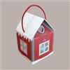 Lucgel Scatola Regalo Carta Rosso Red a Forma di Casetta, Ideale per Panettoni e Regali Natalizi - 5 Pezzi - 20x20H18cm