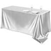 Highdi Tovaglia in Raso Rettangolare, Tovaglia Tavolo Esterno Quadrata Tovaglia Elegante Antimacchia per Matrimonio Hotel Banchetto Compleanno Feste (145x300CM,Argento)