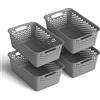 Pro Home 4 cestini portaoggetti da 5 l, con manici, senza BPA, organizer (30 x 20 x 11 cm, antracite) - cestini per bagno, cucina, camera da letto, cestino per la casa