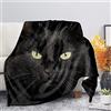 Biyejit Coperta per bambini con stampa di gatto nero, super morbida, per bambini, adolescenti, ragazze, ragazzi, in pile di flanella, coperta per aria condizionata