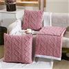 Surwin Jacquard Cuscino Coperta 2 in 1, Coperta da Viaggio Flanella Morbida e Accogliente Trapunta Estivo Supporto per Schiena Cuscino per Divano/Ufficio/Sedia (105x150cm,Rosa)