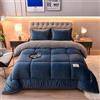 AIMENJOY Trapunta Invernale, antiallergica e Calda Piumino Reversibile Coperta, Imbottitura in Cotone Pieno, Coperta Pesante per Letto Matrimoniale in Inverno (Blue,200x230cm - 4KG)
