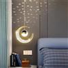 XINYASEE Lampada a Sospensione LED Forma di Luna Moderna, Plafoniera Fata, Lampada Luna e Stelle, Camera da Letto, Oro(Caldo), 20x20x120 cm