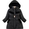 SEAUR Bambina Piumino con Cappuccio e Pelliccia Rimovibile Cappotto Imbottito Giacca Invernale Giubbotto da Neve Spessa Calda Ragazza Nero 9-10 Anni