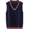 Yishengwan Maglione a Maglia Gilet Ragazze Ragazzi Senza Maniche Scollo a V Maglioni Pullover per Bambini Navy 160