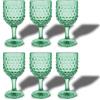 ARCA, Set 6 Calici in Vetro Colorato Cherry Blossom, Verde, 340 ml