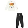 Champion Legacy Play with Graphics B (306914) -Ultra-Light Soft Compact Powerblend Fleece Crewneck Tuta Sportiva, Marshmallow/Grigio Scuro (STR/CHR), 3-4 Anni Bambino