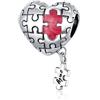 LES FOLIES DI PAOLA GRIECO Charm Cuore Amore Amicizia Pezzo di Puzzle Dolce Metà in argento 925 - Les Folies per Pandora