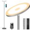 Yikuneng 36W Lampada Da Terra Salotto, 3600LM Luminosa LED Piantana Dimmerabile con Telecomando e Touch Control, 2700K-6500K Moderna per Soggiorno Letto Ufficio, Grigio
