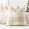 JOTOM Set di 2 Federe per Cuscini 50x50cm Copricuscini Di Natale Agriturismo Classico Plaid Decorativo Cuscini Divano Arredamento per la Casa per Divano Soggiorno Letto (Crema Bianco)