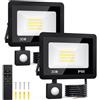 FGRYB 30W Lampade LED da Esterno con Sensore di Movimento, 2 Pezzi 2500 LM Freddo con Telecomando, IP66 Impermeabile Faretti Illuminazion per Cortili Garage e Aree Esterne