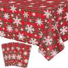 TJYJOY 4 Pack Xmas Tovaglia Natale Plaid Snowflake Tovaglia rosso e verde a scacchi Copritavolo Xmas Buffalo Plaid Tovaglia Decorazioni di partito per Natale Capodanno Fornitura 51 x 86 Pollici