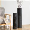 Sziqiqi Vaso da Terra Alto da Interno: 70/55 cm Vaso da Terra Nero Set di 2 Vasi Decorativi Moderni per il Soggiorno Metallo Vasi da Terra con Struttura a nido d'ape per Angolo Camera Letto Camino
