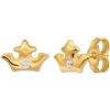 Amberta Allure Orecchini a Lobo Piccoli in Oro 9 Carati per Donna - Orecchini Oro Cuore: Corona