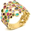 JOI D'ART ANELLO DORATO CANDY COLOURS| Progettato da Joidart | Collezione Candy Colours | Anello largo in metallo dorato con placcatura in oro 24 K | Smalto freddo multicolore