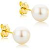 OROVI Orecchini con Perle Orovi in Oro Giallo, Vero Oro 9KT 375, Orecchini Piccoli a lobo con Perle coltivate di 6,00 MM, Bottone ipoallergenici con perno in oro e chiusura a farfalla a pressione.