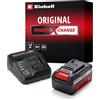 Einhell 4512041 Starter Kit Batteria e Caricabatterie Power X-Change (Ioni di Litio, 18 V, Batteria da 3,0 Ah e Caricabatterie Rapido, Compatibile con tutti gli Utensili Power X-Change), Nero-Rosso