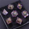 Generic Set di 7 dadi rotanti DND con occhio viola, poliedrici con l'occhio del drago, contiene D20, set di dadi DND accessori Starter Set da Zero a Master DND Gift