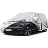 kayme Telo Copriauto da Esterno, Kayme Copertura per Auto Impermeabile Anti UV Vento Antipolvere a 6 Strati con Cerniera e Felpato, Compatibile Con Golf, Focus, Giulietta .Etc (Hatchback da 415 a 450cm)