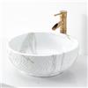 NATURFLAIR Lavabo da bagno in ceramica FCH8068 rotondo, 420 x 160 mm, fatto a mano, effetto marmorizzato jazz bianco…