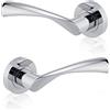 XFORT® One Pair Door Elegante maniglia interna su Rose, maniglie per porte a leva Rennes in finitura cromata lucida, utilizzata con una serratura standard a chiavistello, Mortice o serratura da bagno.