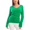 Toocool Maglione Donna Scollo a V Peloso Eco Pelliccia Pullover VI-9516 (L/XL, Verde Bandiera)