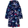 NautySaurs Accappatoio per bambini, morbido e caldo, con cappuccio, in flanella, per bambini, Astronauta - Blu, 4-5 Years