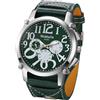 Silverora Orologi da uomo Steampunk Bracciale in pelle: TRE Occhi Grande Quadrante Analogico Al Quarzo Orologi Da Uomo Gotico Ampio Cinturino In Pelle Orologio Regali per Uomo, verde, cinghia