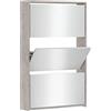 vidaXL Scarpiera con Specchio a 3 Livelli Grigio Cemento 63x17x102,5cm