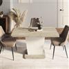DEGHI Tavolo allungabile 110-145x68 cm con top effetto travertino e base bianca - Superga