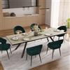 DEGHI Tavolo allungabile 200-277x100 cm con top effetto travertino e gambe nere - Konerak
