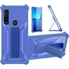 bojioderf Custodia per Motorola Moto G8 Power Cover Custodia Case Ibrida [Con protezione dello schermo in vetro temperato] [supporto magnetico pieghevole] [resistente alle impronte digitali smerigliato] Blu