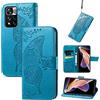 JIUNINE Cover per Xiaomi Redmi Note 11 Pro+ 5G, Custodia Libro in Pelle Portafoglio Case Flip Antiurto con Disegni di Farfalla [Porta Carte] [Magnetica] per Redmi Note 11 Pro Plus 5G, Blu