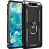 KOUYI Cover per Samsung Galaxy A80, Custodia Antiurto Grado Militare 360° Girevole Regolabile Ring Armor Bumper TPU Case Magnetica Supporto Silicone Custodie per Samsung Galaxy A80 (Nero)