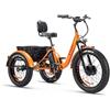 Tecnobike Shop Bici Bicicletta Elettrica Pedalata Assistita Triciclo Bicicletta Elettrica Z-TECH ZT-80-A FAT TRIKE 3 Ruote 24/20 250W 13 Ah 48V Batteria Litio e-Bike con Pedali e-Bicycle (Arancione)