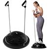FIZYO Balance Trainer Mezza Sfera Ø 58 cm - Palla da Equilibrio Antiscivolo con Bande di Resistenza & Pompa per Allenamento Core, Yoga, Pilates, Fitness, Fisioterapia & Riabilitazione (Nero)