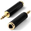 baolongking Confezione da 2 adattatori per cuffie stereo in rame puro da 1/4 a 3,5 mm, spina maschio da 3,5 mm a jack femmina da 6,35 mm, adattatore stereo per cuffie, adattatore amplificatore, (nero)