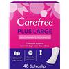Carefree Salvaslip Carefree Plus Large con fragranza leggera (48 unità), protegge le mutandine assorbenti e traspiranti per l'uso quotidiano, protegge le mutandine extra lunghe con protezione dai cattivi odori