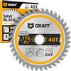 GRAFF 115 mm Lama per Sega Circolare per Smerigliatrice Angolare per Legno, Compensato, Laminato, Cartongesso, Plastica — Disco da Taglio per Legno a 40 Denti di GRAFF