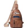 LATMAP 7L Zaino Monospalla Marsupio Tracolla Donna, Sling Bag PU Pelle Borsa a Tracolla Impermeabile Elegante Borsello Tracolla Viaggio Antifurto per Trekking, Lavoro,Sport
