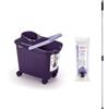 Mery | Set Cubo+Mop+Stick | Benna Scolapiatti Automatica con Ruote Viola e Lilla, 14L | Mop in microfibra super assorbente, filo universale | Bastone telescopico in acciaio plastificato, 80x140cm