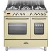De'Longhi MEM 965T BX ED - Cucina a gas con forno elettrico, 5 fuochi, 90x60 cm, Crema